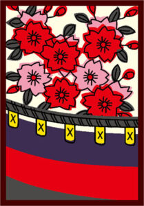 ブロッコリーキャラクタースリーブ・ミニ 花札「桜に幕」  パック