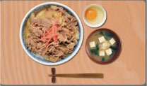 キャラクターマルチラバーマット おいしいマットシリーズ 牛丼 味噌汁お新香付き