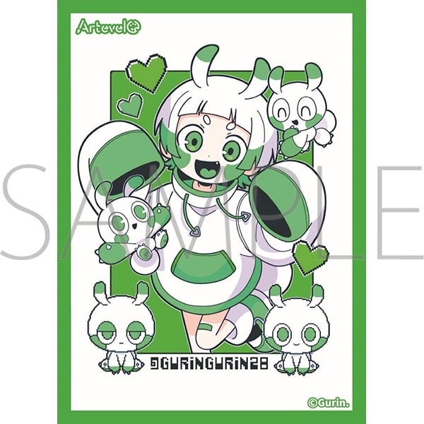 Artevelo カードスリーブ Gurin. Neon green monster art-014